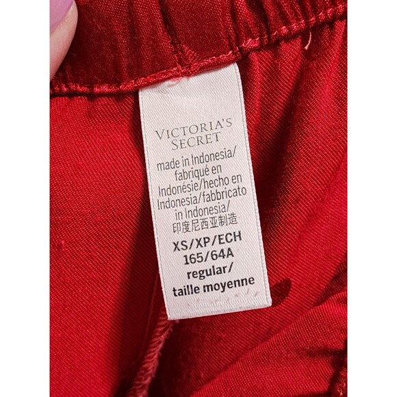 Victoria Secret XS Red Pants SleepWear Smooth Soft Polka Dot Silky Vivid Scarlet - Picture 11 of 16
